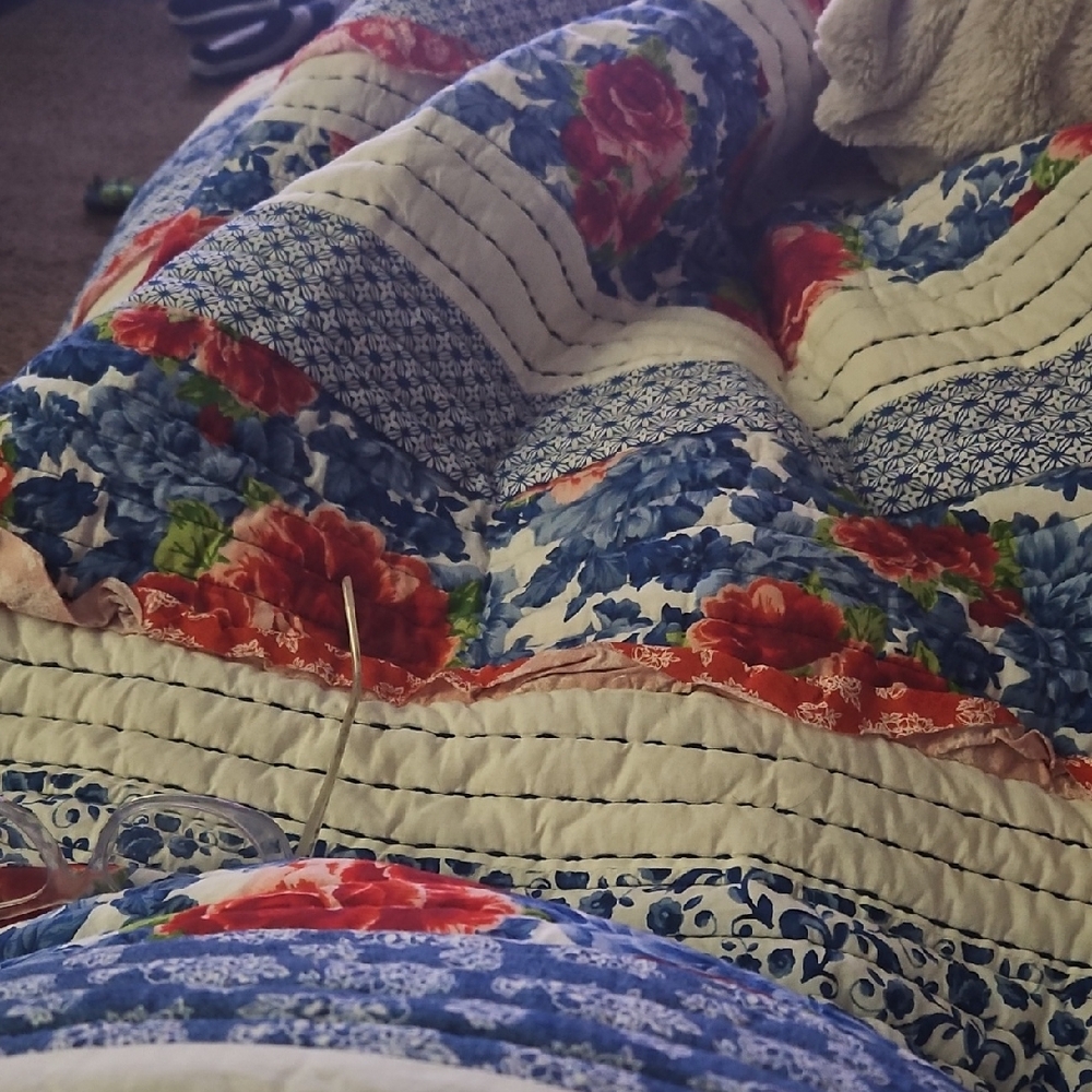 The Pioneer Woman Vibrant Floral Quilt - Red, Blue, Cream